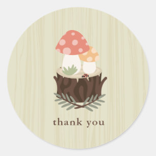 Niedlich Mushroom Baby Dusche Vielen Dank Runder Aufkleber
