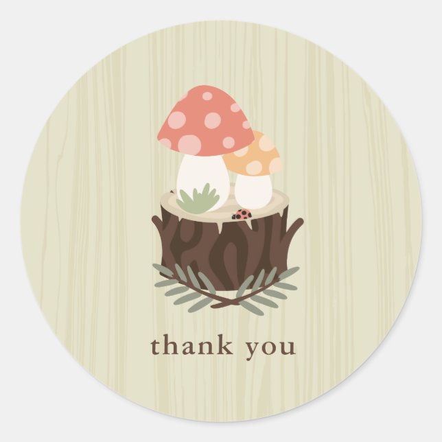 Niedlich Mushroom Baby Dusche Vielen Dank Runder Aufkleber (Vorderseite)