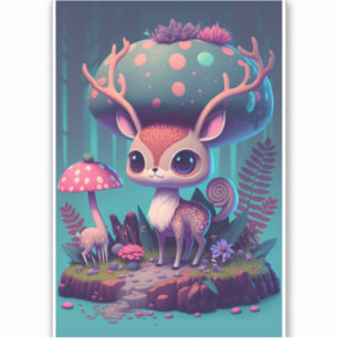 Niedlich Mushroom Deer Fantasy Art Sticker