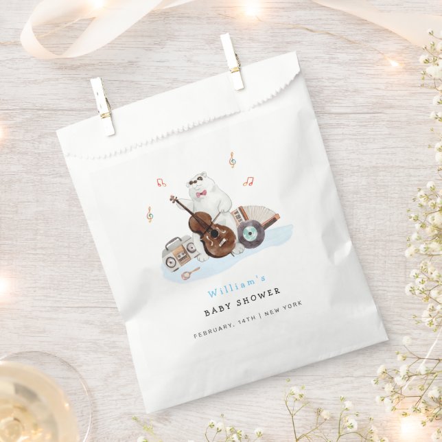 Niedlich Musician Polar Bear Baby Dusche Geschenktütchen (Ausgeschnitten)