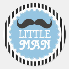 Niedlich Mustache Kleine Babydusche Schwarze Strei Runder Aufkleber