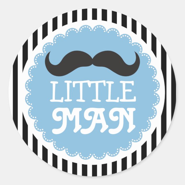 Niedlich Mustache Kleine Babydusche Schwarze Strei Runder Aufkleber (Vorderseite)