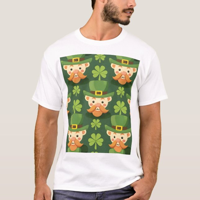 Niedlich Mustache Leprechaun T-Shirt (Vorderseite)