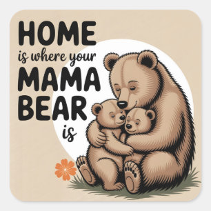 Niedlich Mütter Day Mama Bear Quadratischer Aufkleber