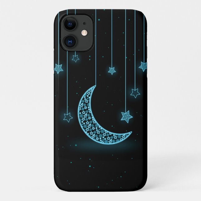 Niedlich nachts glühender Mond und Sterne Case-Mate iPhone Hülle (Rückseite)