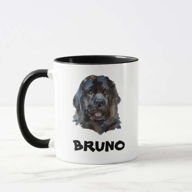 Niedlich Name Monogram Newfundland Dog Tasse (Links)