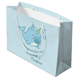 Niedlich Narwhal Baby Shower Kawaii Blue Boy Große Geschenktüte