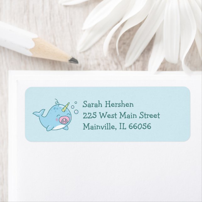 Niedlich Narwhal Baby Shower Kawaii Pink Girl (Insitu)