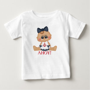 Niedlich Nautical Baby Girl Ahoy! T-shirt