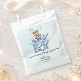Niedlich Nautical Blue Boat Teddy Bear Boy Baby Du Geschenktütchen