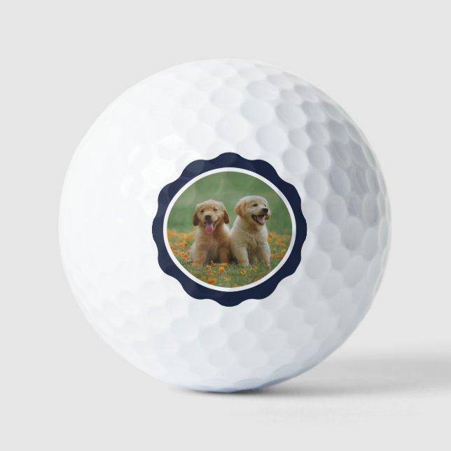 Niedlich Navy Blue Abzeichen Puppy Dog Foto Golfball (Vorderseite)