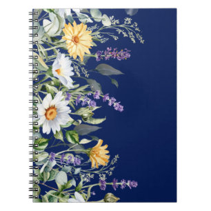 Niedlich Navy Blue Boho Wildblumen Notebook Journa Notizblock