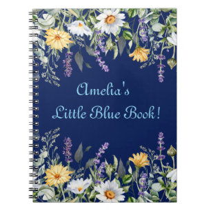 Niedlich Navy Blue Boho Wildblumen Personalisiert Notizblock