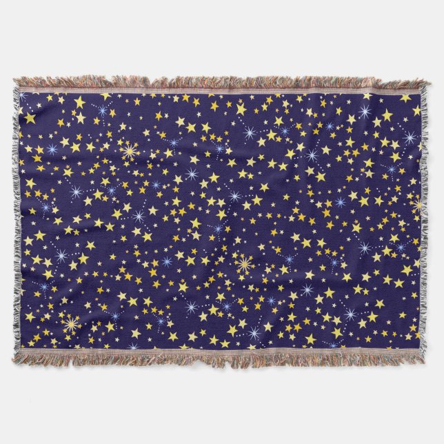 Niedlich Navy Blue Celestial Pattern Fun Lovely St Decke (Vorderseite)
