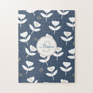 Niedlich Navy Blue Floral Monogram