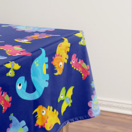 Niedlich Navy Blue Pattern Dinosaurier Geburtstag Tischdecke