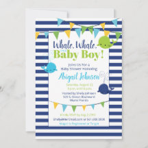 Niedlich Navy Blue Whale Baby Dusche Es ist ein Ju