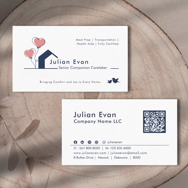 Niedlich Navy Blue White House Logo Senior Caregie Visitenkarte (Von Creator hochgeladen)