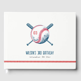 Niedlich Navy Red Baseball Bat Star Kindergeburtst Gästebuch