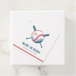 Niedlich Navy Red Baseball Bat Star Kindergeburtst Geschenkanhänger