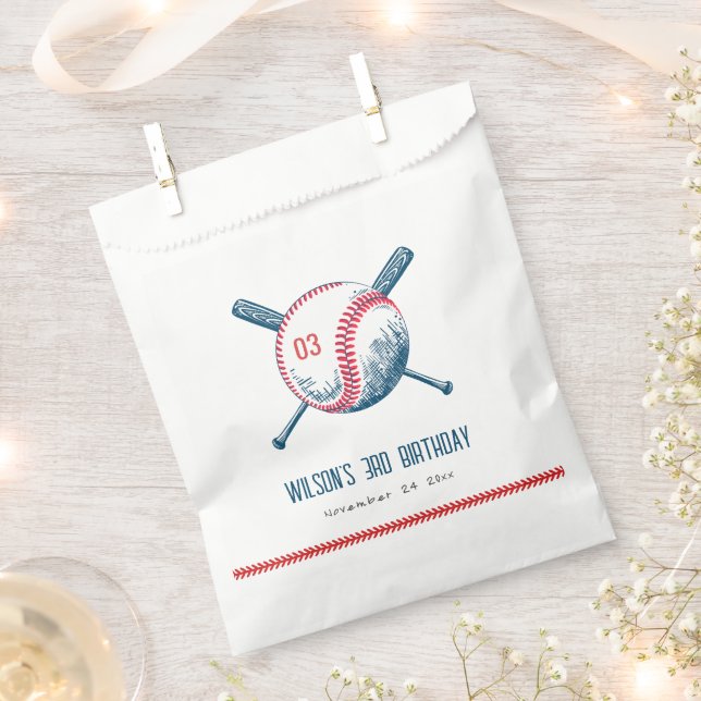 Niedlich Navy Red Baseball Bat Star Kindergeburtst Geschenktütchen (Ausgeschnitten)