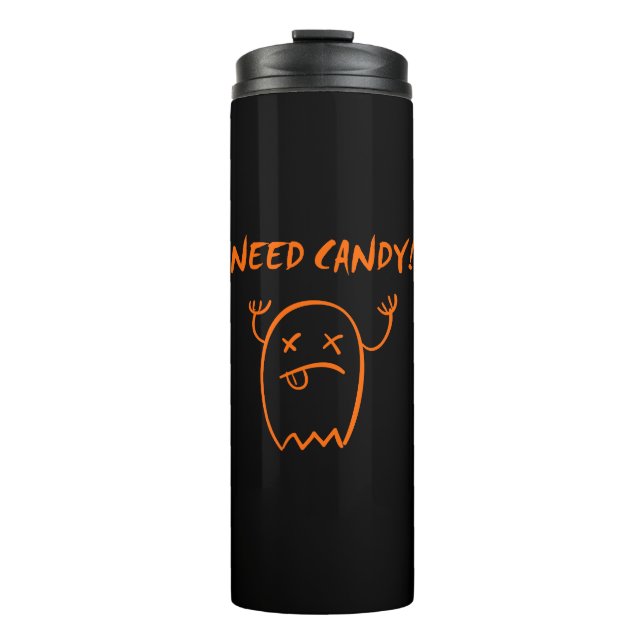 Niedlich Need Candy Halloween Ghost Dark Monoton Thermosbecher (Vorderseite)