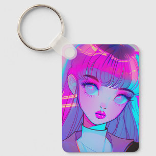 Niedlich Neon Anime Girl Schlüsselanhänger