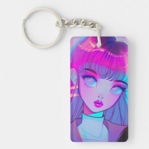 Niedlich Neon Anime Girl Schlüsselanhänger