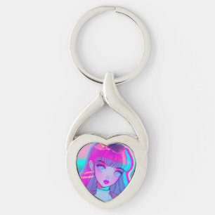 Niedlich Neon Anime Girl Schlüsselanhänger