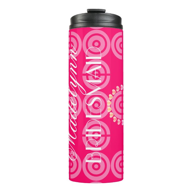 Niedlich Neon Pink Bridesmaid Gastgeschenk Custom Thermosbecher (Vorderseite)