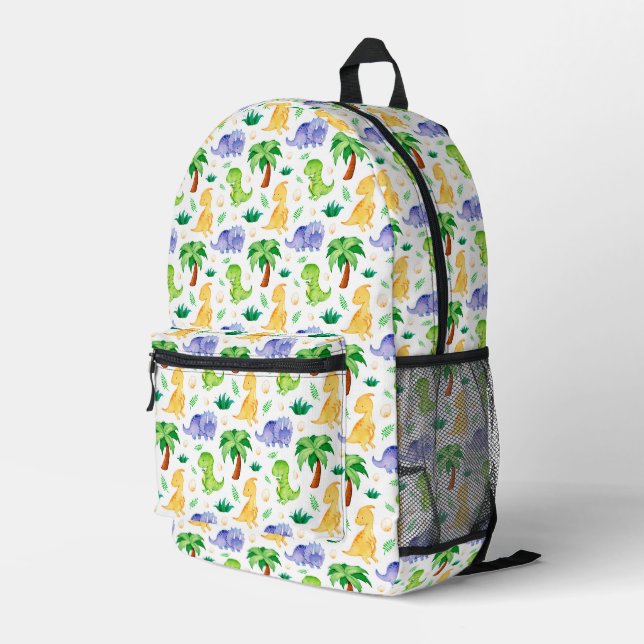 Niedlich Neon Watercolor Dinosaurier Muster Bedruckter Rucksack (Rückseitige Ecke Rechts)