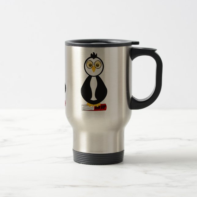 Niedlich Nerdy Bookworm Penguin Reisebecher (Rechts)