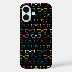 Niedlich Nerdy Hipster Glasses Muster farbenfrohe iPhone 16 Hülle