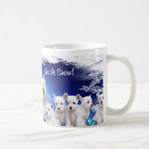 Niedlich, niedlich! Westie Welpe ließ ihn schneie Kaffeetasse