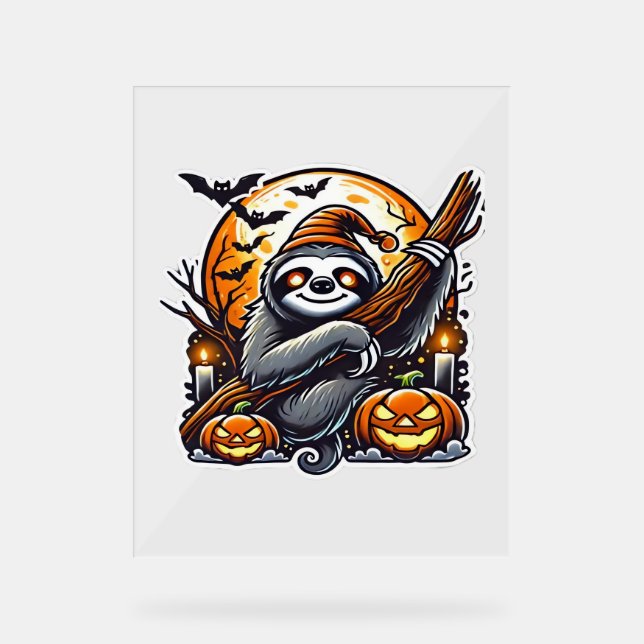 Niedlich Night Sloth Halloween Klassischer T - Shi Acrylschild (Vorderseite)