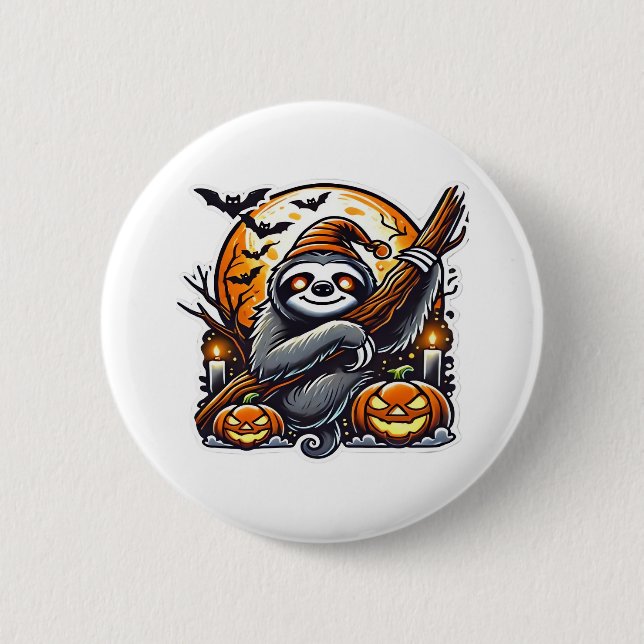 Niedlich Night Sloth Halloween Klassischer T - Shi Button (Vorderseite)