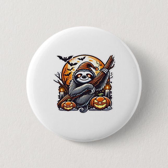 Niedlich Night Sloth Halloween Klassischer T - Shi Button (Vorderseite)
