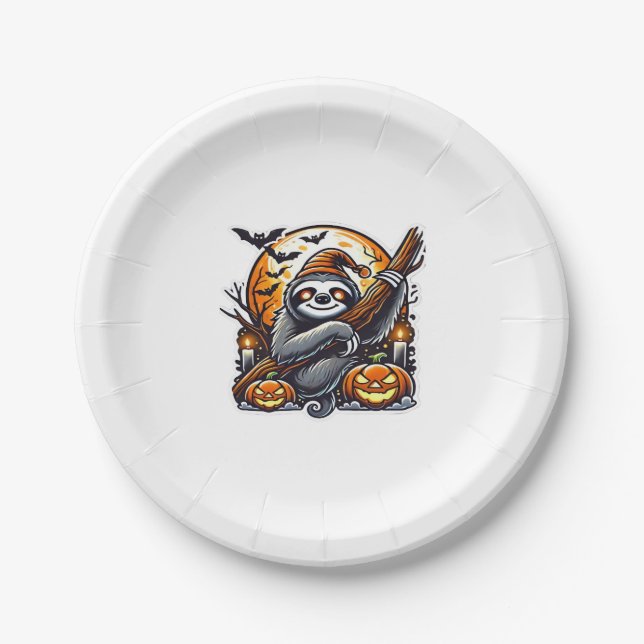 Niedlich Night Sloth Halloween Klassischer T - Shi Pappteller (Vorderseite)