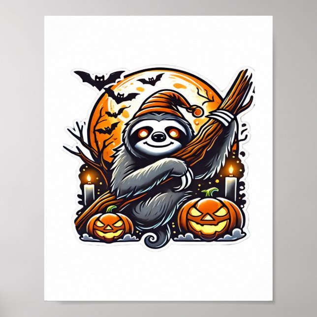 Niedlich Night Sloth Halloween Klassischer T - Shi Poster (Vorne)