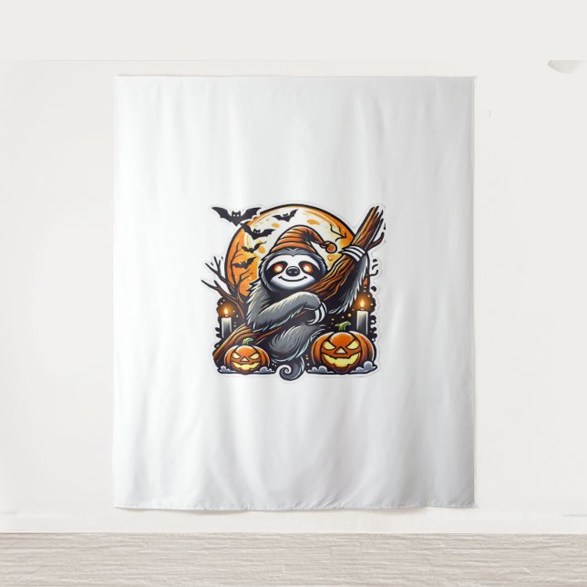 Niedlich Night Sloth Halloween Klassischer T - Shi Wandteppich (Vorderseite)