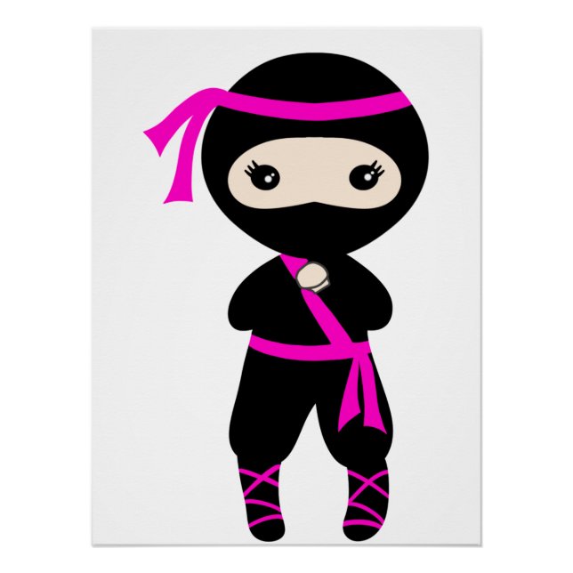 Niedlich Ninja Kids Warrior Girl Stehend Bday Part Poster (Vorderseite)