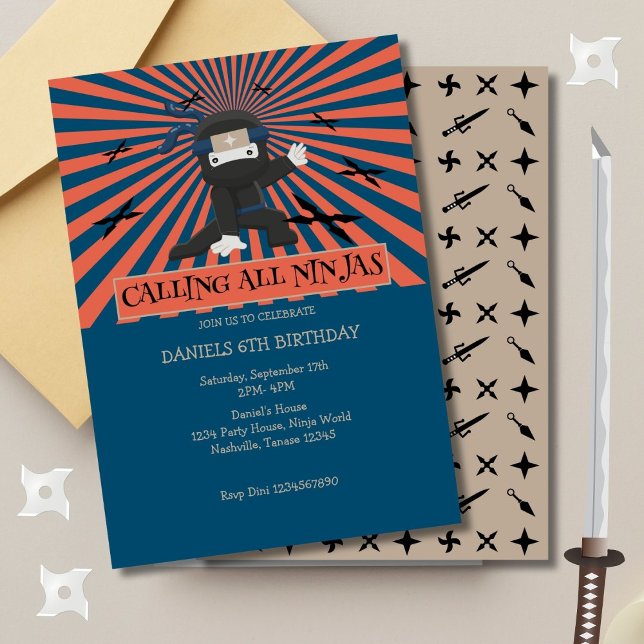 Niedlich Ninja Warrior Kindergeburtstag Einladung (Von Creator hochgeladen)