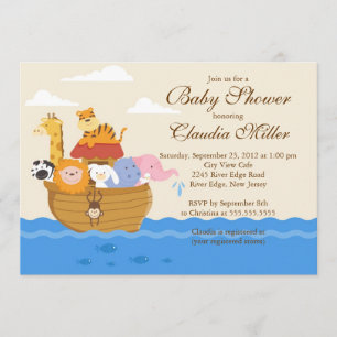 Niedlich Noah's Ark Baby Girl oder Baby Boy Shoote Einladung
