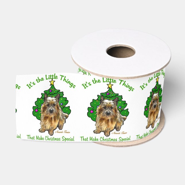 Niedlich Norwich Terrier Christmas Ripsband (Spule)
