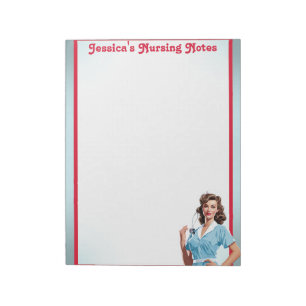 Niedlich Nostalgische Krankenschwester Pinup_ Ich Notizblock