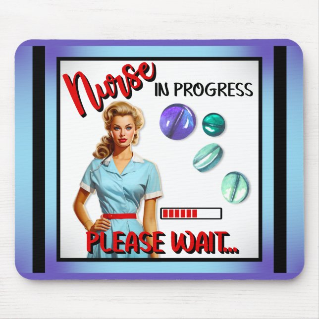 Niedlich Nostalgische Krankenschwester Pinup im Ga Mousepad (Vorne)