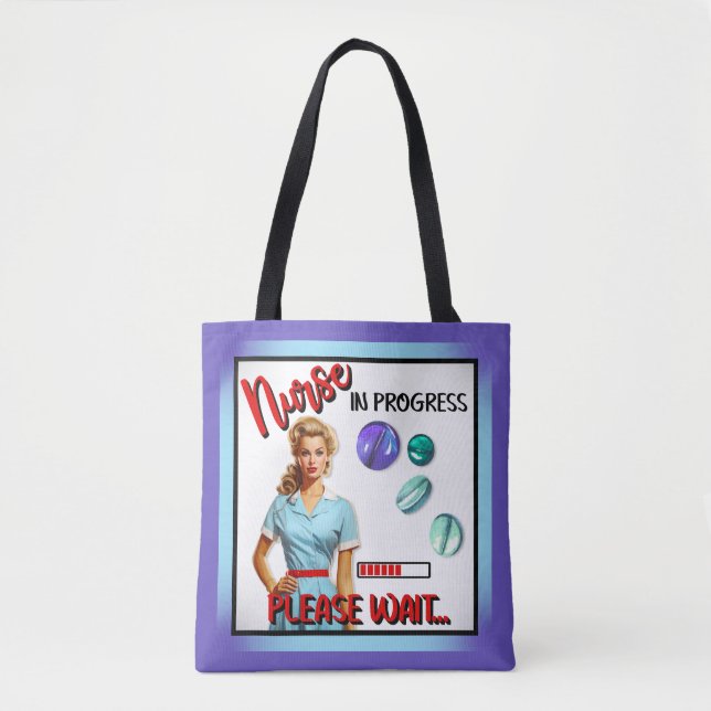 Niedlich Nostalgische Krankenschwester Pinup im Ga Tasche (Vorderseite)