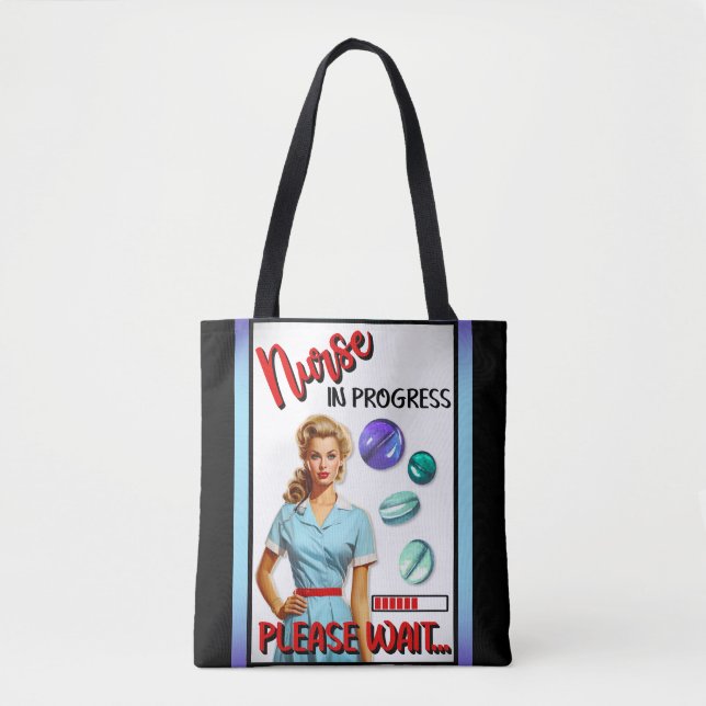 Niedlich Nostalgische Krankenschwester Pinup im Ga Tasche (Vorderseite)