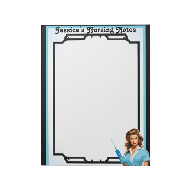 Niedlich Nostalgische Krankenschwester Pinup_ Notizblock (Rotiert)