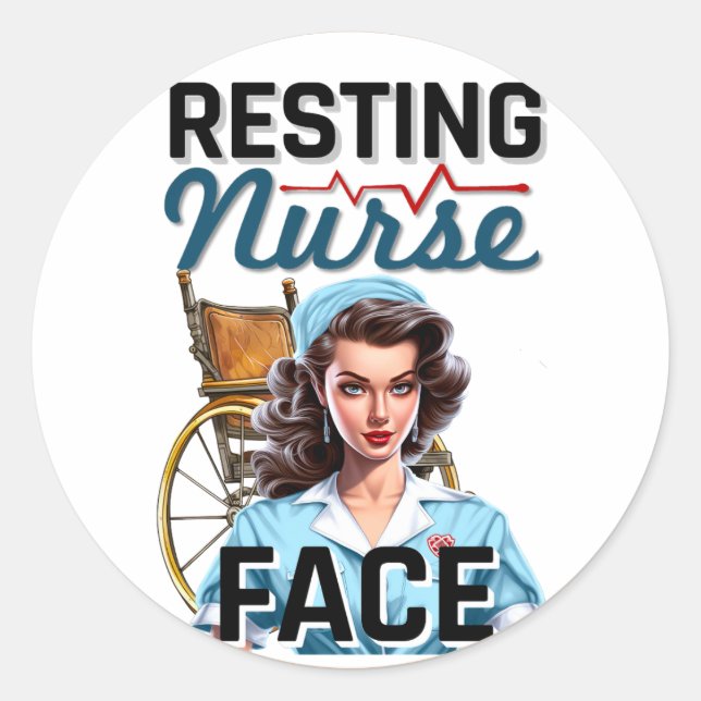 Niedlich Nostalgische Krankenschwester Pinup Ruhen Runder Aufkleber (Vorderseite)